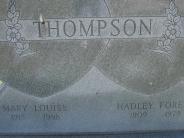 OK, Grove, Olympus Cemetery, Headstone Close Up, Thompson, Hadley Forest & Mary Louise