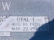 OK, Grove, Buzzard Cemetery, Inlow, Opal I. Headstone Closeup