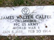 OK, Grove, Olympus Cemetery, Calfee, James Walter Military Footstone