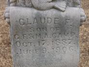 OK, Grove, Olympus Cemetery, Camp, Claude F. Headstone (Closeup)