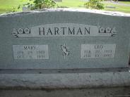 OK, Grove, Olympus Cemetery, Hartman, Leo & Mary Headstone (Close Up)