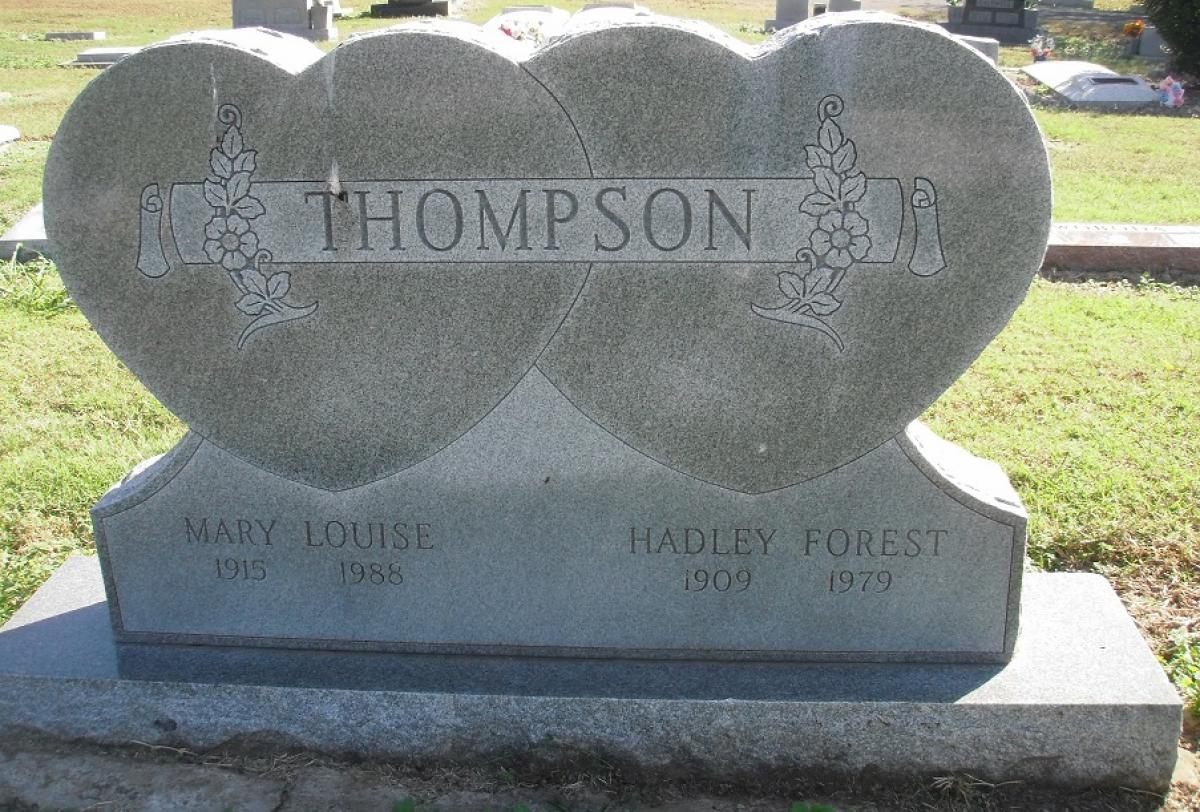 OK, Grove, Olympus Cemetery, Headstone, Thompson, Hadley Forest & Mary Louise