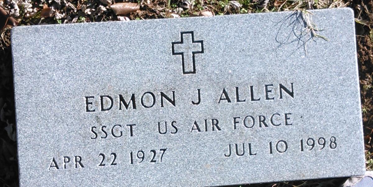OK, Grove, Buzzard Cemetery, Military Headstone, Allen, Edmon J. 