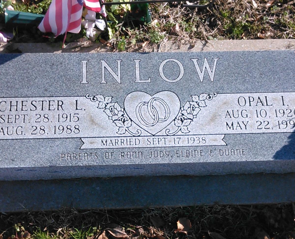 OK, Grove, Buzzard Cemetery, Inlow, Chester L. & Opal I. Headstone