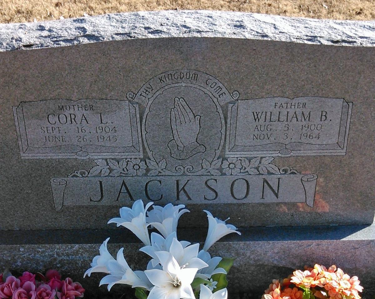 OK, Grove, Buzzard Cemetery, Jackson, William B. & Cora L. Headstone
