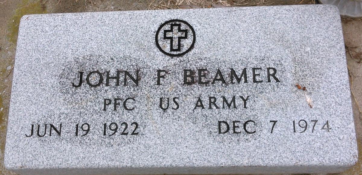 OK, Grove, Olympus Cemetery, Beamer, John F. Military Headstone