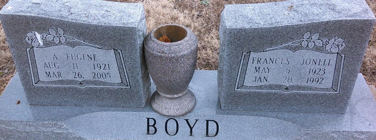 OK, Grove, Olympus Cemetery, Boyd, A. Eugene & Frances Jonell Headstone