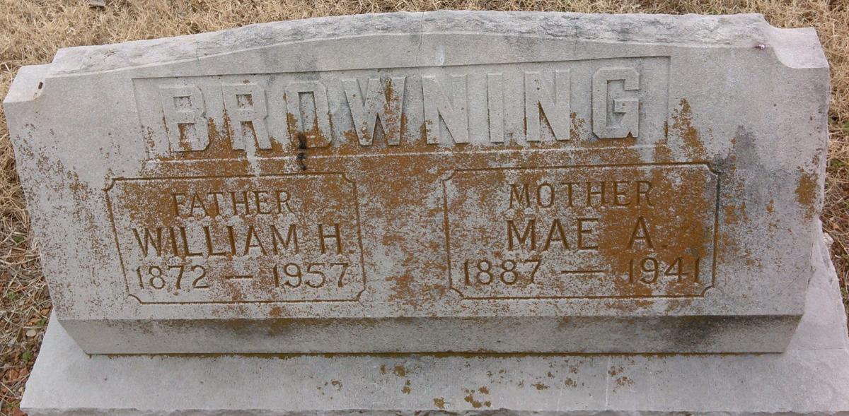 OK, Grove, Olympus Cemetery, Browning, William H. & Mae A. Headstone