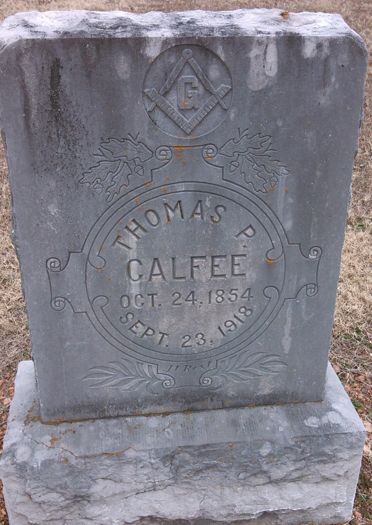 OK, Grove, Olympus Cemetery, Calfee, Thomas P. Headstone