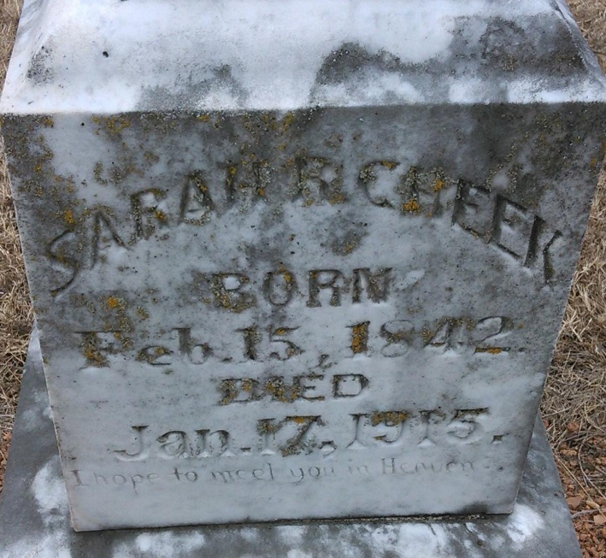 OK, Grove, Olympus Cemetery, Cheek, Sarah R. Headstone