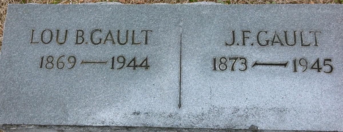 OK, Grove, Olympus Cemetery, Gault, Lou B. & J. F. Headstone
