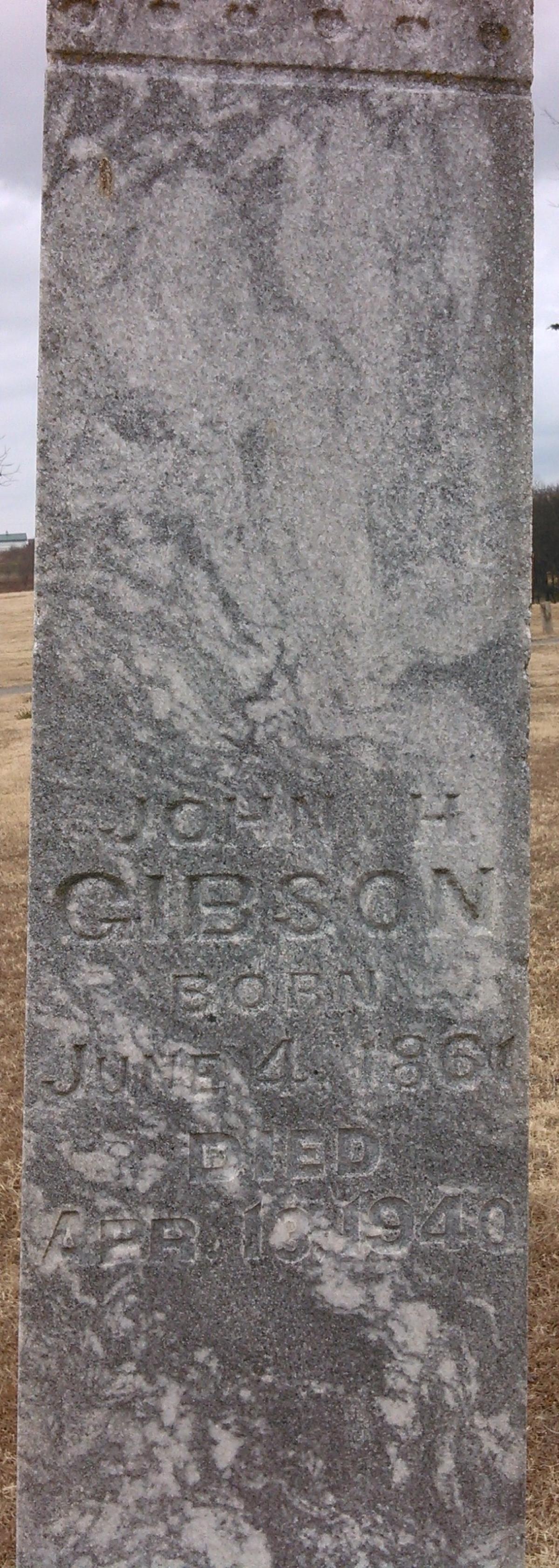 OK, Grove, Olympus Cemetery, Gibson, John H. Headstone