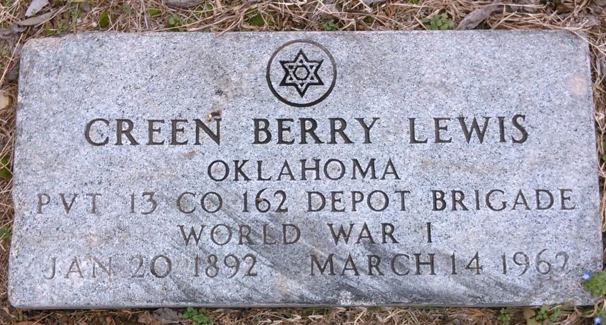 OK, Grove, Olympus Cemetery, Lewis, Creen Berry Military Headstone