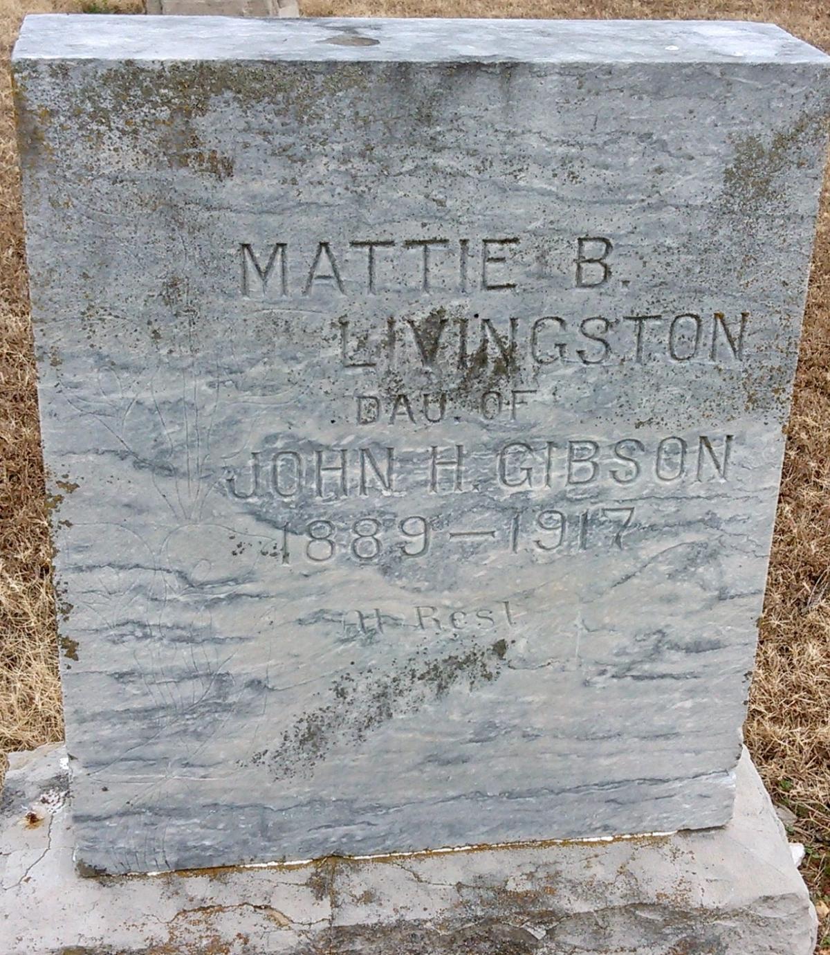 OK, Grove, Olympus Cemetery, Livingston, Mattie B. Gibson Headstone