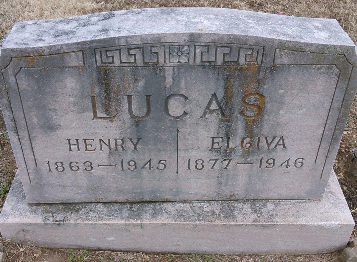 OK, Grove, Olympus Cemetery, Lucas, Henry & Elgiva Headstone