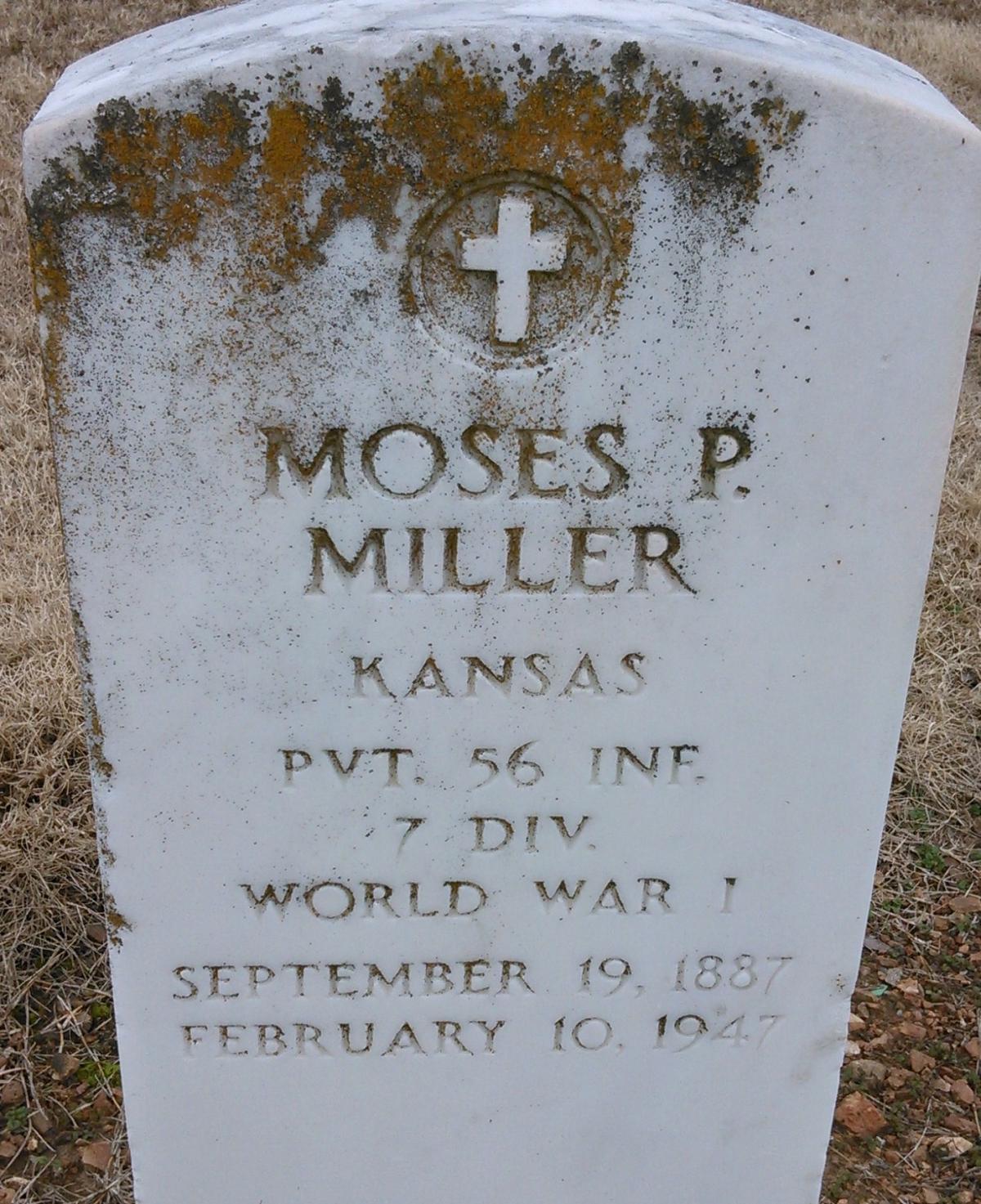 OK, Grove, Olympus Cemetery, Miller, Moses P. Headstone