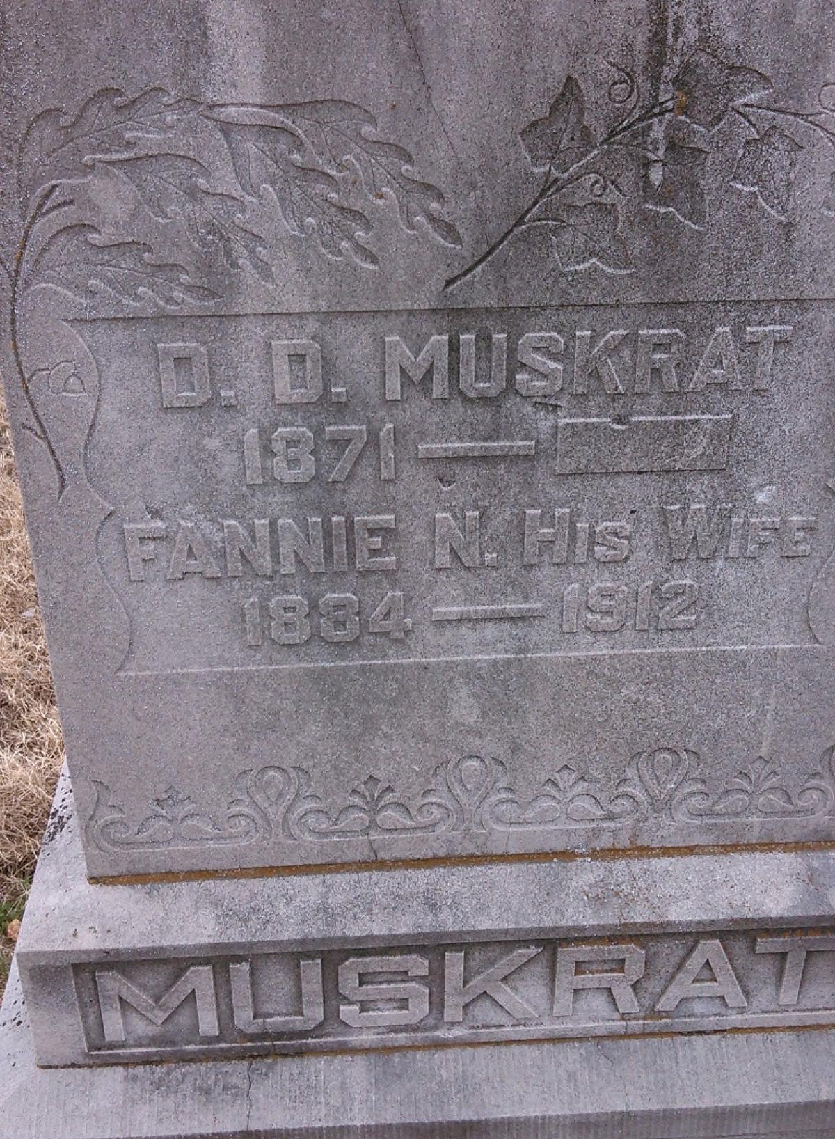 OK, Grove, Olympus Cemetery, Muskrat, D. D. & Fannie N.