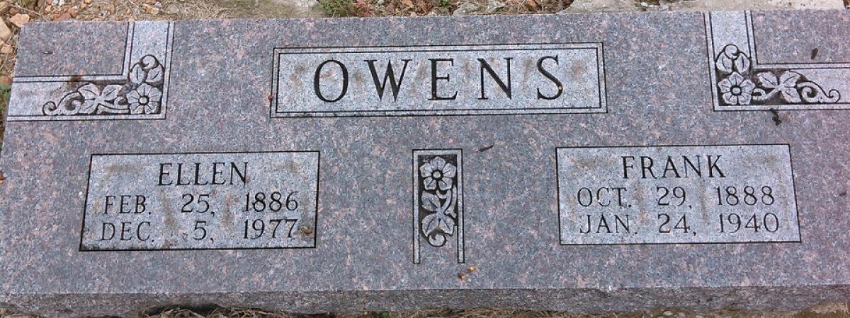 OK, Grove, Olympus Cemetery, Owens, Frank M. & Ellen Headstone