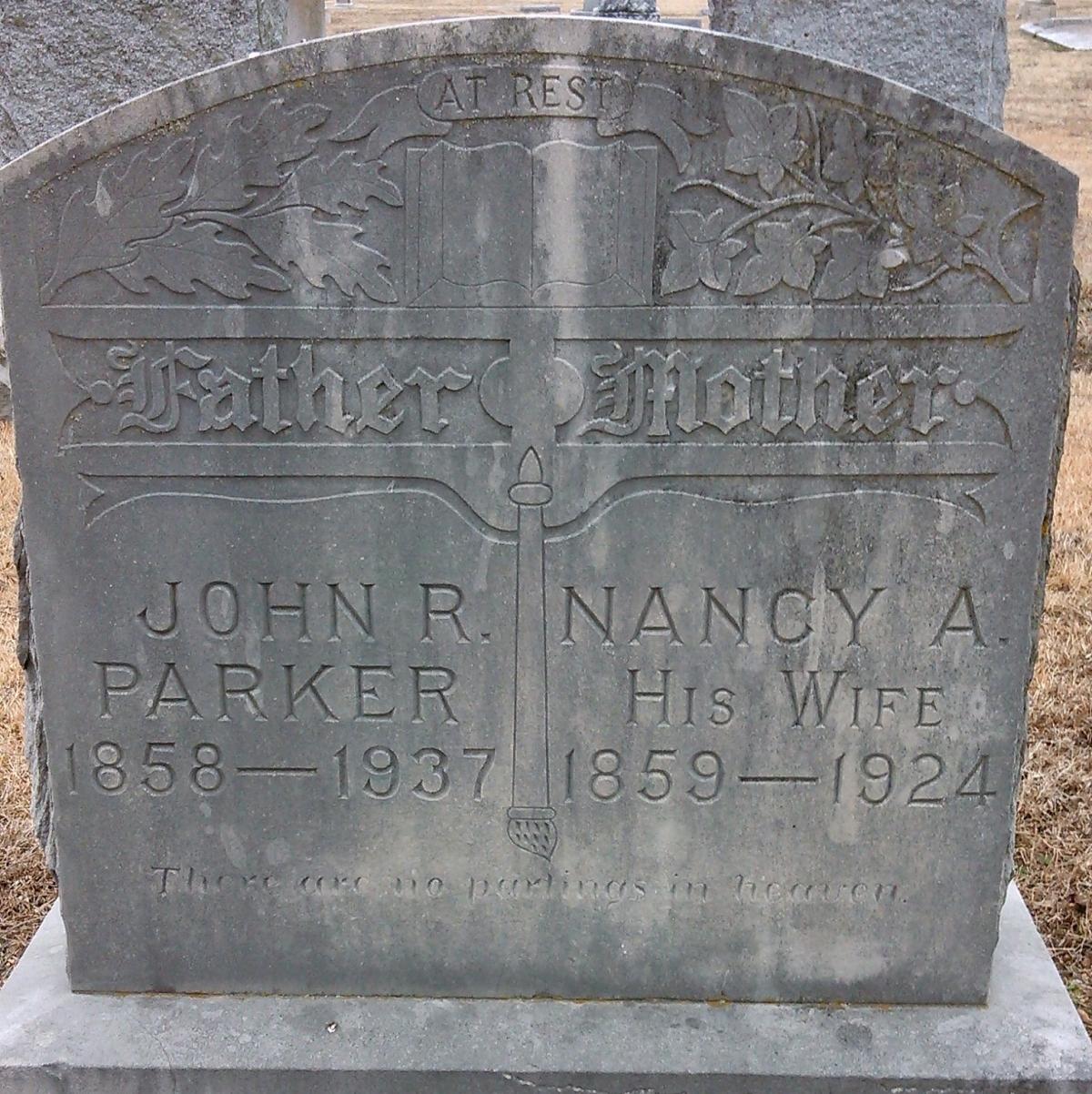 OK, Grove, Olympus Cemetery, Parker, John R. & Nancy A. Headstone