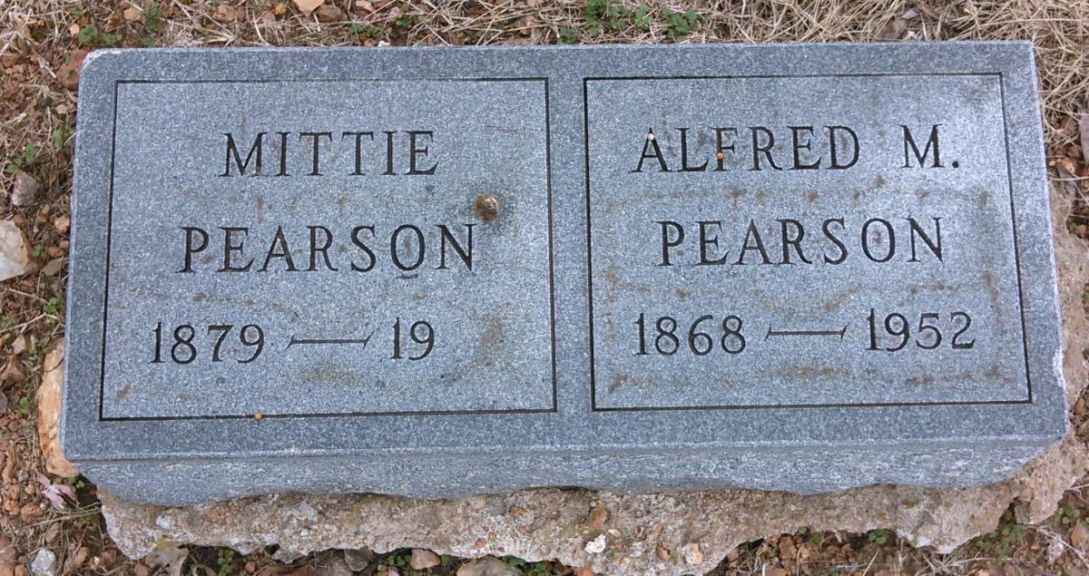 OK, Grove, Olympus Cemetery, Pearson, Alfred M. & Mittie Headstone