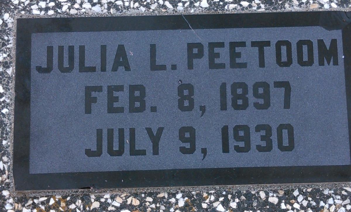 OK, Grove, Olympus Cemetery, Peetoom, Julia L. Headstone