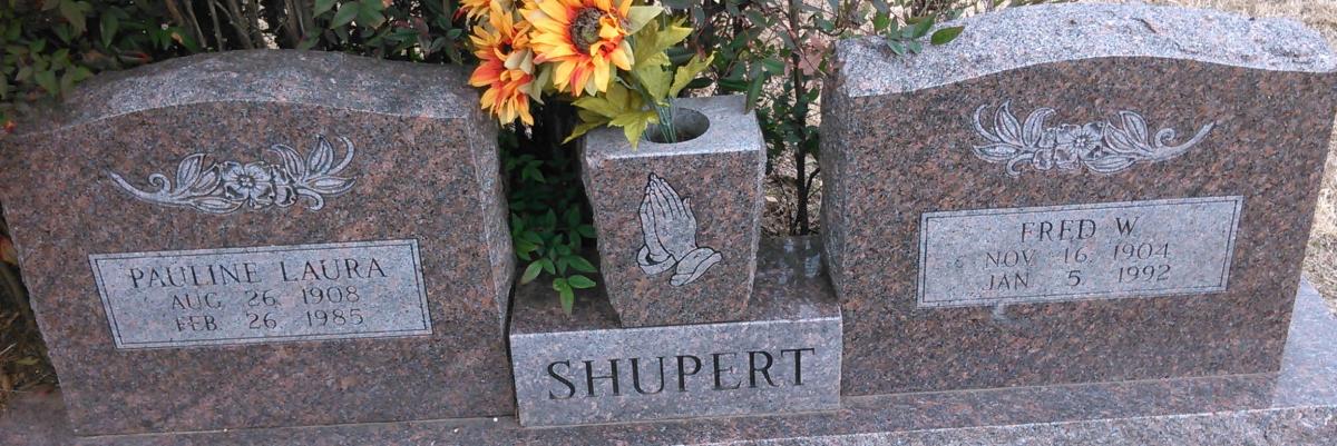 OK, Grove, Olympus Cemetery, Shupert, Fred W. & Pauline Laura Headstone