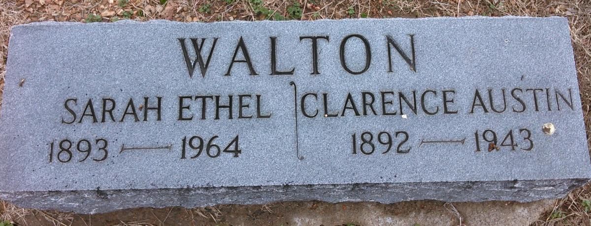 OK, Grove, Olympus Cemetery, Walton, Clarence Austin & Sarah Ethel Headstone