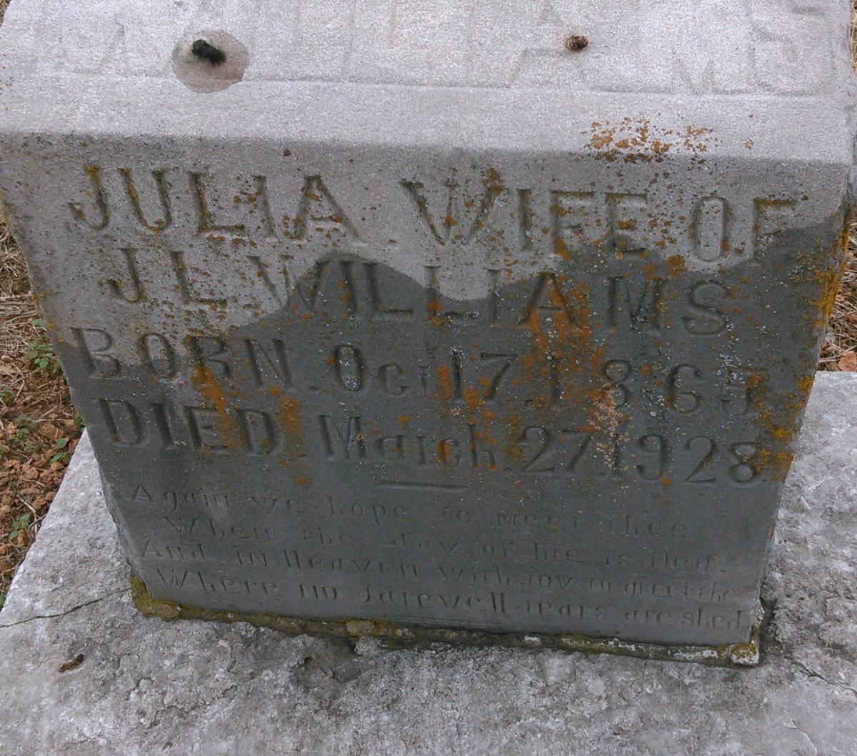 OK, Grove, Olympus Cemetery, Williams, Julia Headstone