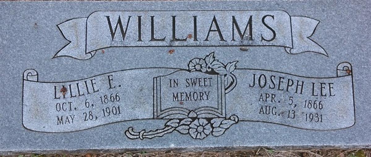 OK, Grove, Olympus Cemetery, Williams, Joseph Lee & Lillie E. Headstone