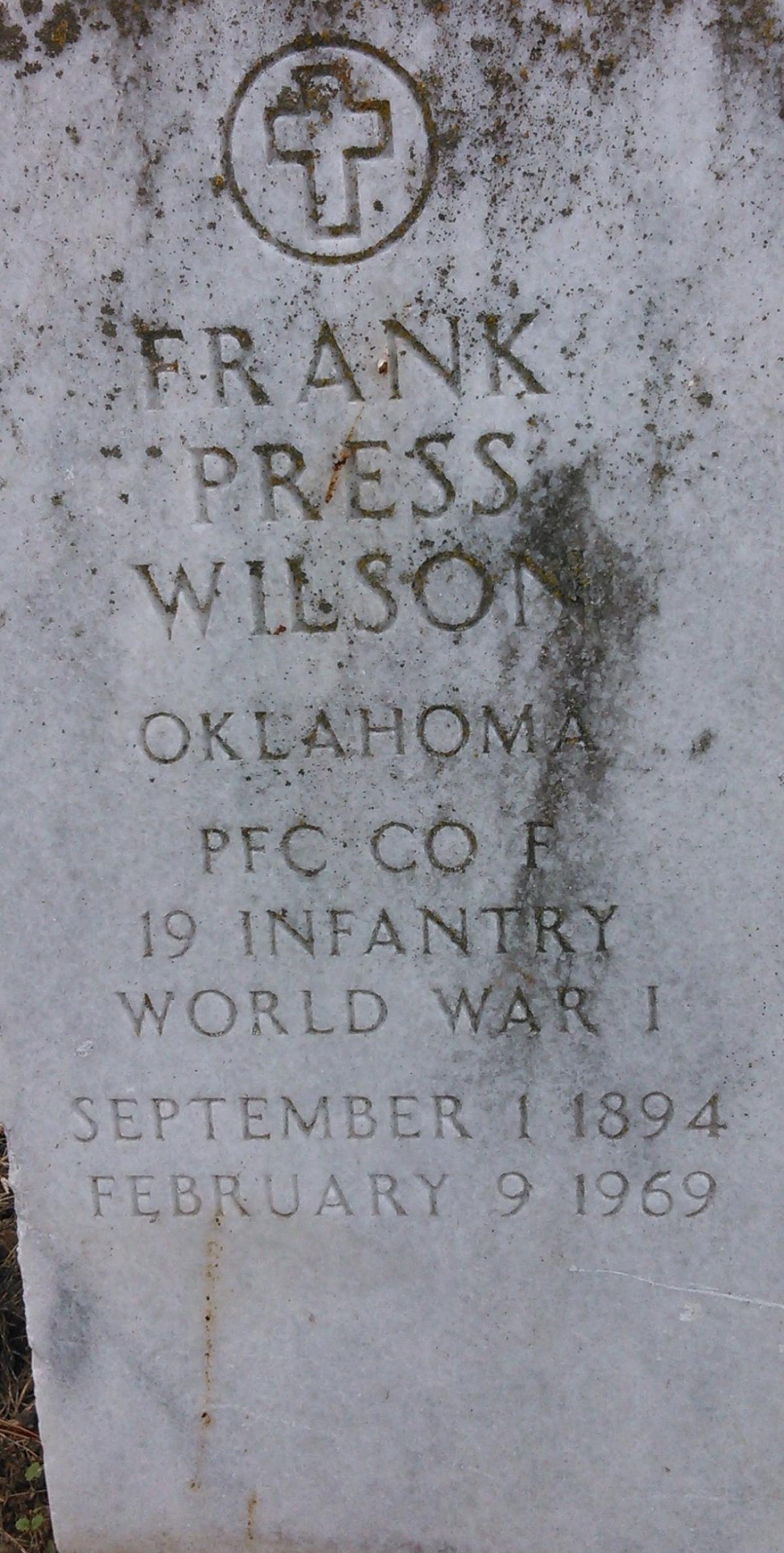 OK, Grove, Olympus Cemetery, Wilson, Frank Press Headstone