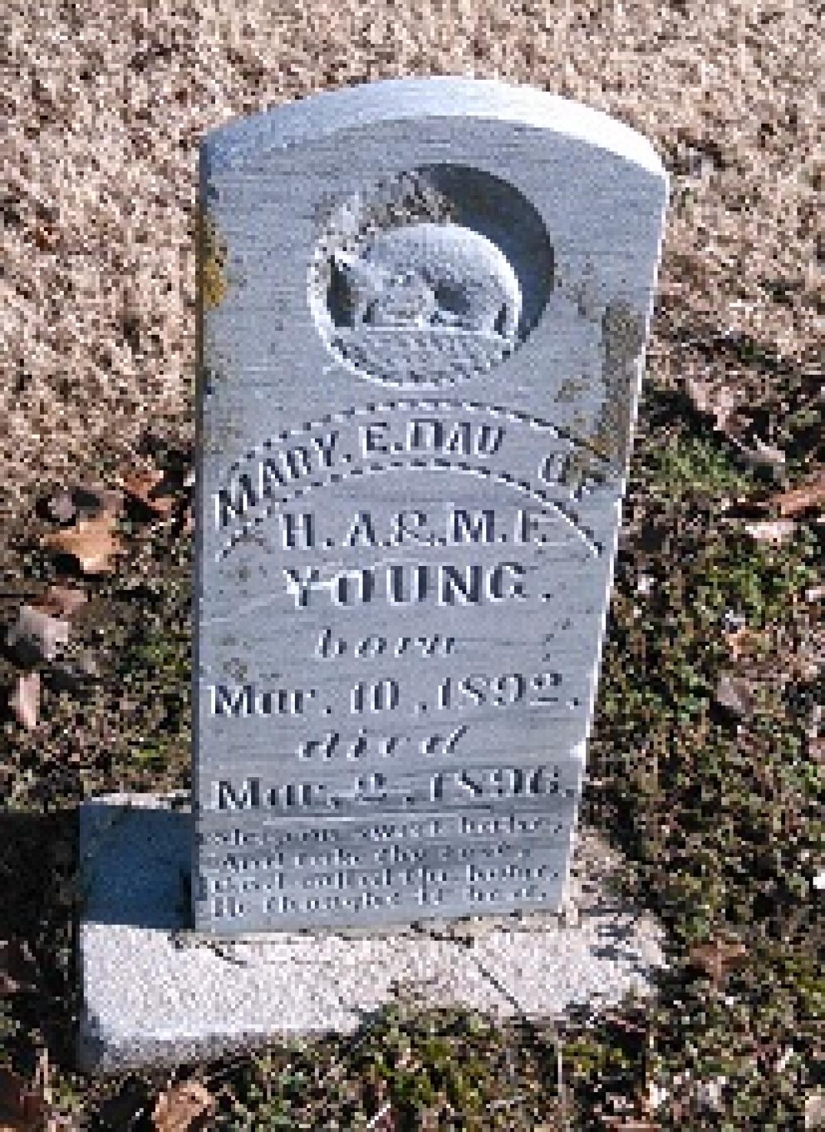 OK, Grove, Buzzard Cemetery, Young, Mary E. Headstone