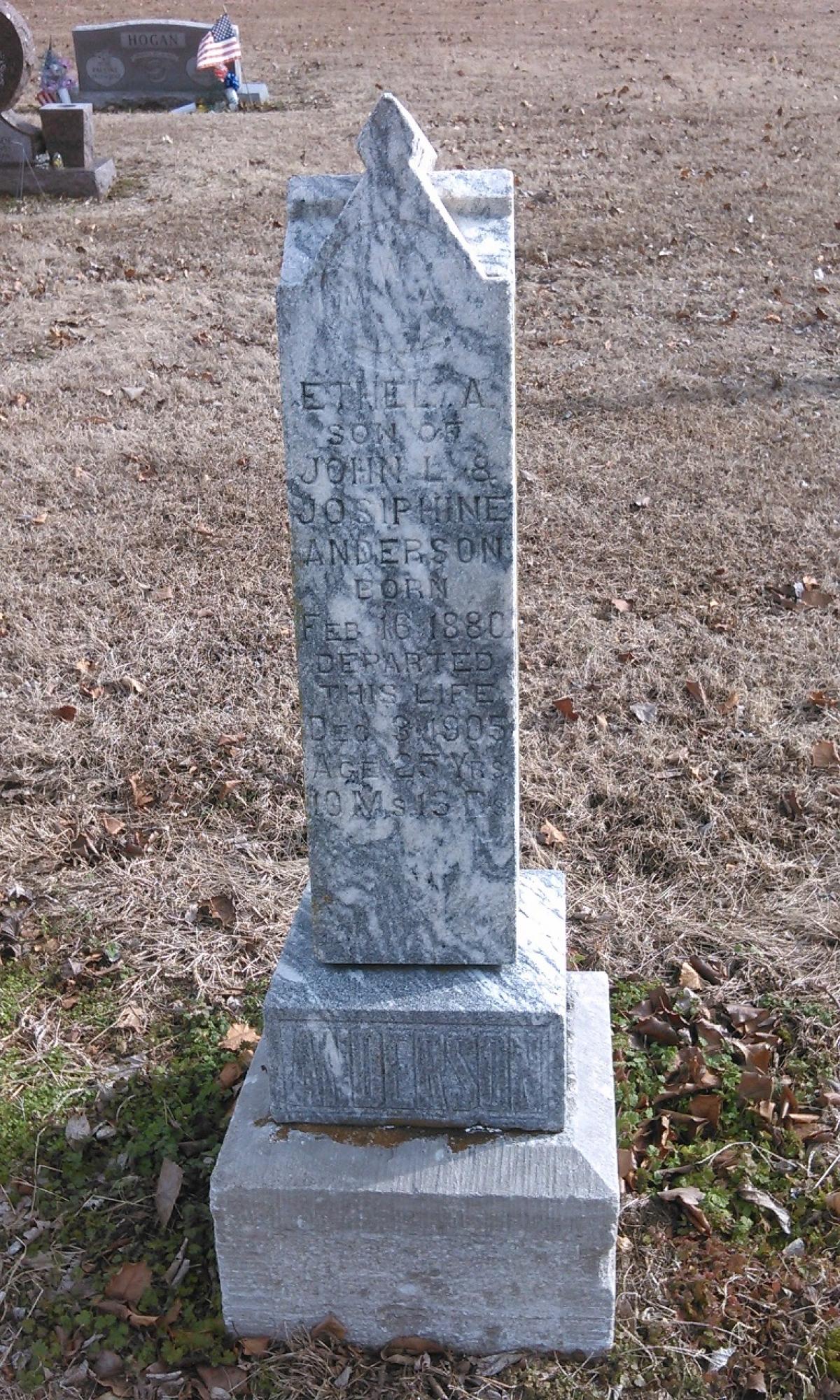 OK, Grove, Buzzard Cemetery, Anderson, Ethel A. Headstone