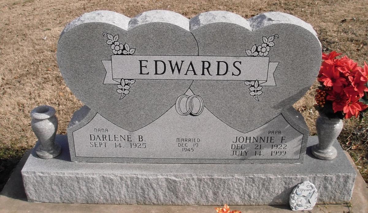 OK, Grove, Buzzard Cemetery, Edwards, Johnnie F. & Darlene B. Headstone