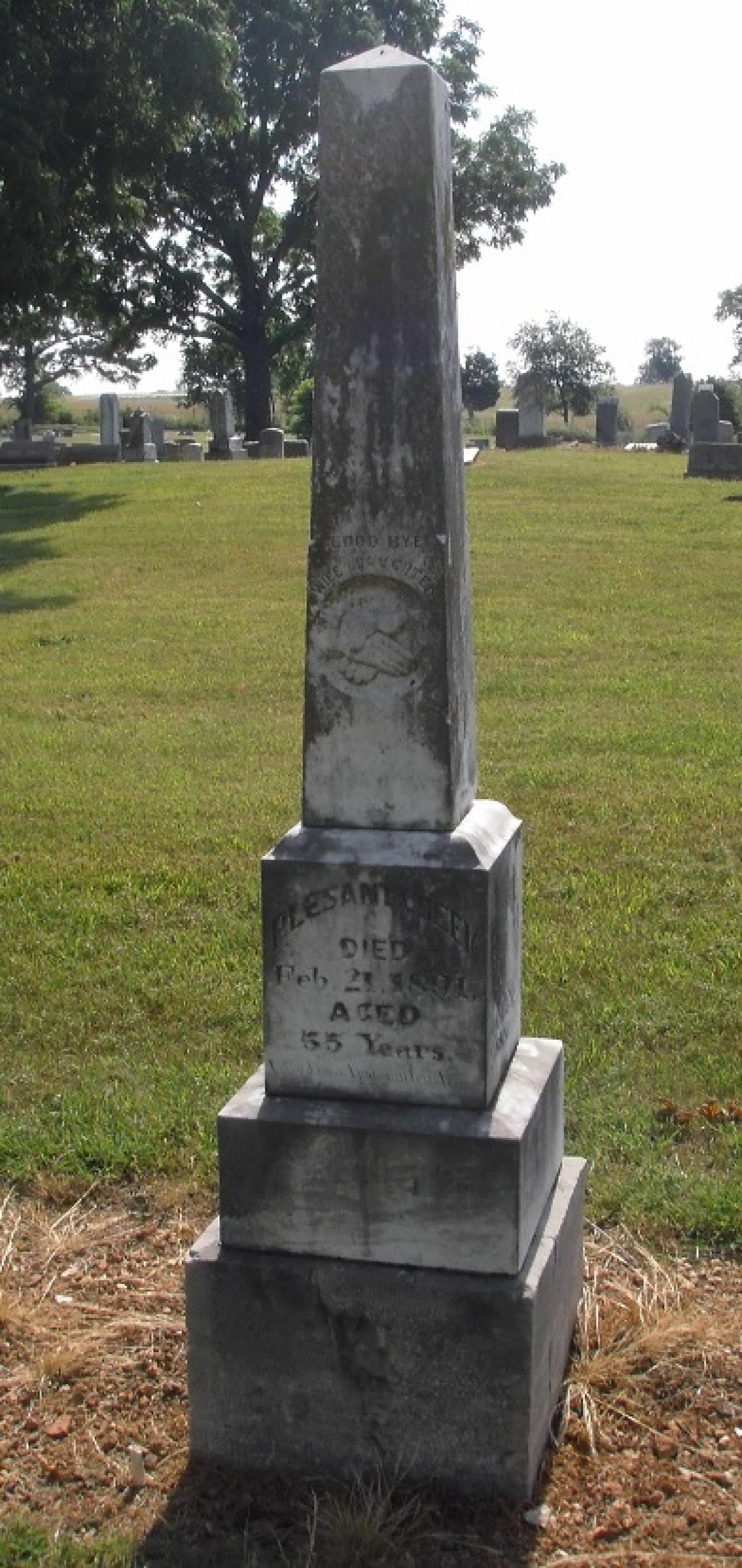 OK, Grove, Olympus Cemetery, Cheek, Plesant & Sarah R. Headstone