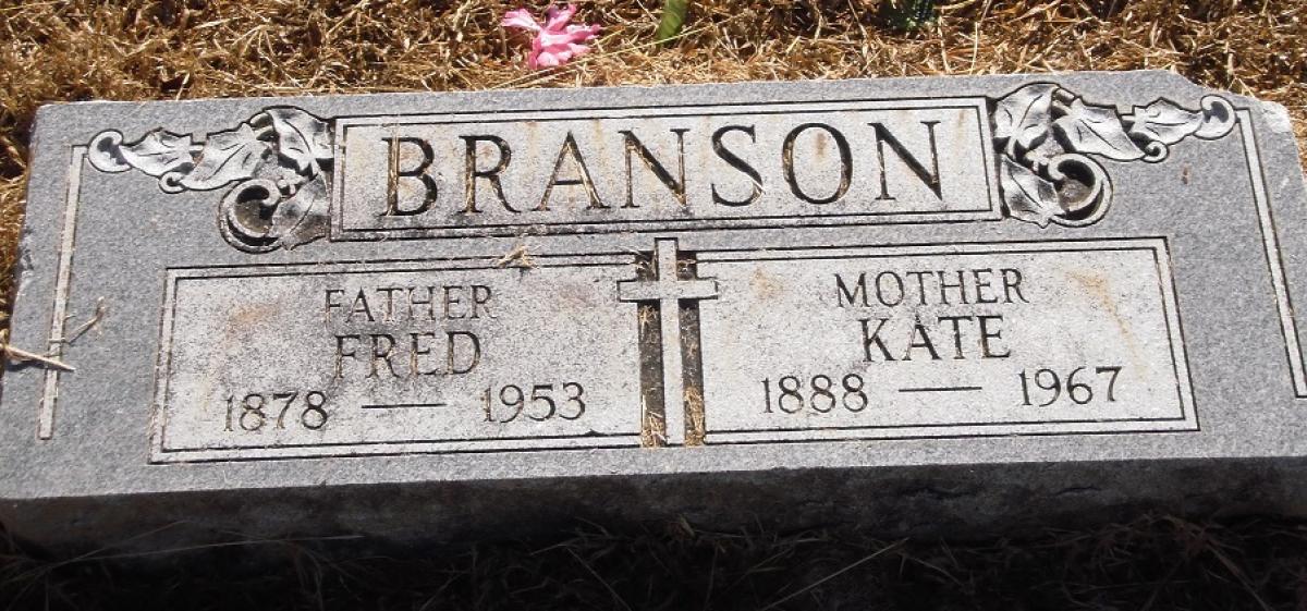 OK, Grove, Olympus Cemetery, Headstone, Branson, Fred & Kate