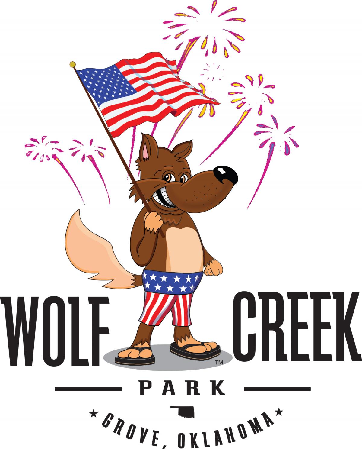 oklahoma, grove, grand lake, wolf creek park, wolfie, apparel